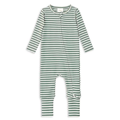 Milky Fern Stripe Zip Romper